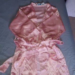 Pink silk feel robe